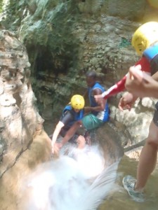 Water chutes are the only way down